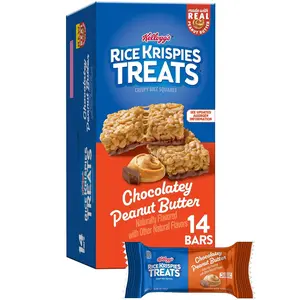 Rice Krispies Treats Sweet, Crunchy Crispy Rice Squares - Chocolatey Peanut Butter Snack Bars, Individually Wrapped, 10.8oz Box (14 Count)