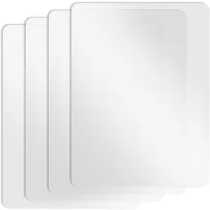 4Pcs Clear Plastic Placemats 15.7x11.8 in Matte Transparent Heat Resistant Washable Table Mats, Clear Table Mat Large Vinyl Placemats Wipeable For Hard Plastic Table, Dining, Kitchen, Crafting Protector