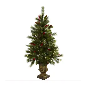 4' Christmas Tree with Pine Cones in Urn by Nearly Natural