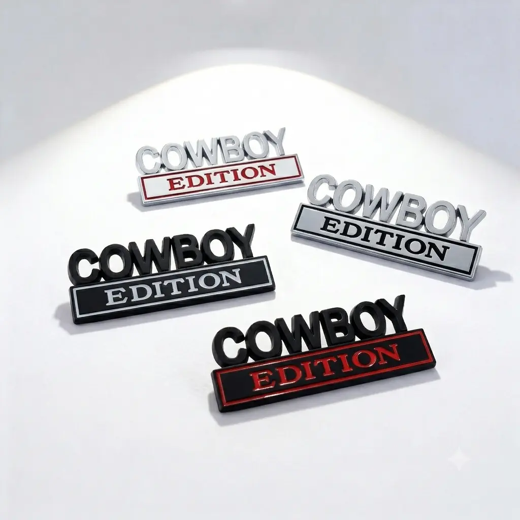 3D Car Modification Emblem, Three-Dimensional Metal Car Logo Sticker, COWBOY Modified Car Body Decal Badge