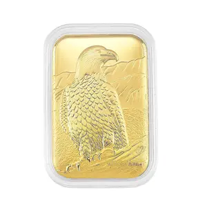 24K Gold  Bald Eagle  Symbol of Freedom & Strength Embossed Sheet 31x45.5mm 10mg