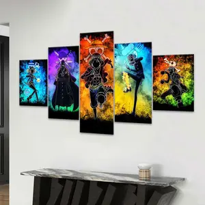Cartoon Character Pattern Unframed Canvas Painting, Illustrations, 5 Counts/set Modern Art Poster, Wall Art Decor for Home Living Room Bedroom Office, Ornaments