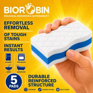 BioRobin Melamine Magic Eraser Sponge Pack - Extra Durable Household Cleaning Pads, All-Purpose Cleaner for Wall, Kitchen Use, Home Care Supplies