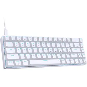 T68SE 60% Gaming Mechanical Keyboard,Ultra Compact Mini 68 Key with Blue Switches Wired Keyboard,Anti-Ghosting , for Windows Laptops and PC Gamers,White