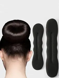 Simple Solid Color Sponge Hair Curler, 2pcs Simple and Refined Designs Hair Styling Tool for Women & Girls, Basic Hair Styling Accessories for Daily Use, Sponge Hair Rollers, Heatless Hair Curler, Black
