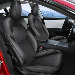 Black Full Set Seat Covers for Tesla Model 3 2024-2025 (Excludes Performance) | Includes Armrest Cover - Durable, Perfectly Tailored Tesla Accessory