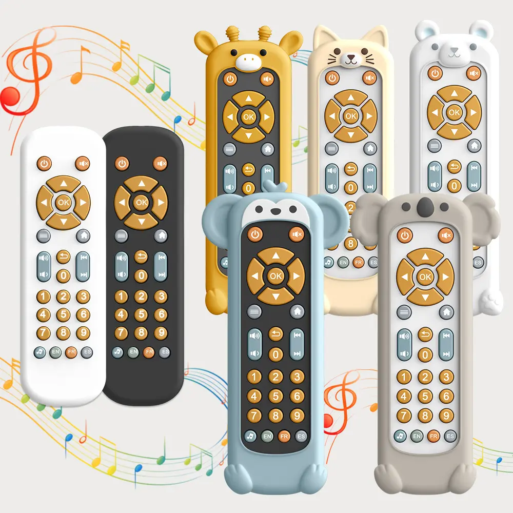 Unisex BPA-Safe ABS Tech Toy Remote for 0-3 Years Infants - Small Size Tiny Grip, Interactive Clicker, Musical LED Lights, 0-Battery Early Learning Sensory Play Item