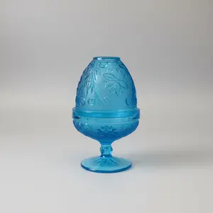 Vintage Indiana Glass Tiara Sandwich Blue Fairy Lamp