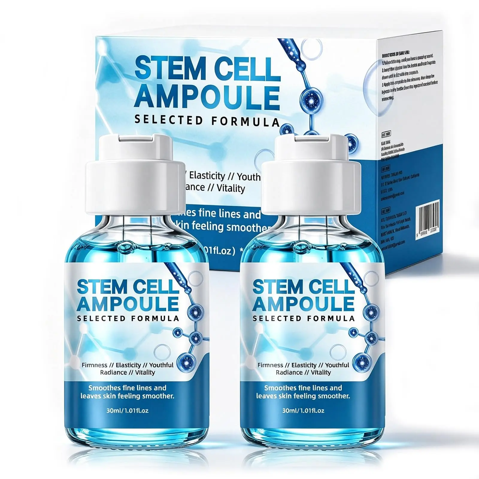 Facial Stem Cell Serum, Wrinkle Reduction, Firming, Moisturizing, Micro Needle Compatible, 30ML X 2, Liquid Form, Contains Alcohol