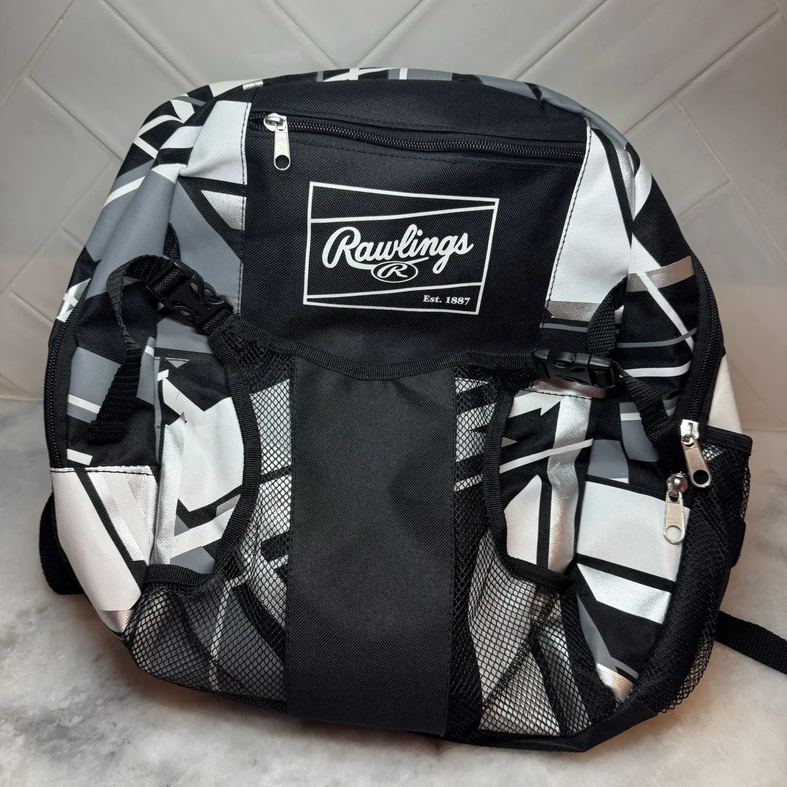 New Rawlings Bag Baseball Softball Backpack Black White
