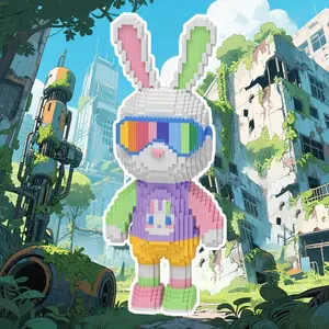 3900pcs Bunny Building Blocks 3D Creative Puzzle Model Desk Decor, Stress Relief Toy, Indoor Decoration Gift for Birthday Christmas New Year Party