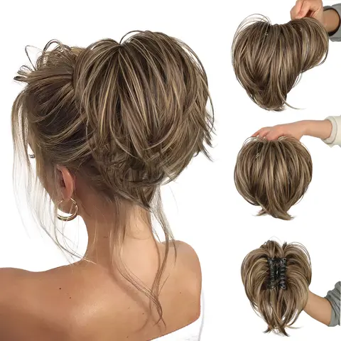 Women's 100g Synthetic Clip-On Hair Extension - Fake Heavy Messy Bun with Bendable Metal Sections, Short Ponytail, Synthetic Hair Pieces, Costumes Accessories for Adults Female, Any Occasion