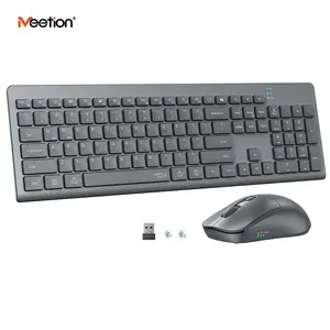 MEETION Wireless Keyboard and Mouse, Quiet Bluetooth Keyboard Mouse Set, 2.4G/Bluetooth Full-Sized Computer Keyboard, 3200 DPI Adjustable Mouse, Long-Life Battery, for PC/Laptop/Tablet/Windows/Mac