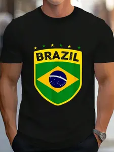100% Cotton Brazil T Shirt Men Kids Brasil Brazilian Flag T-Shirt Women's Men's Graphic Tee Crew Neck summer vacation Tops
