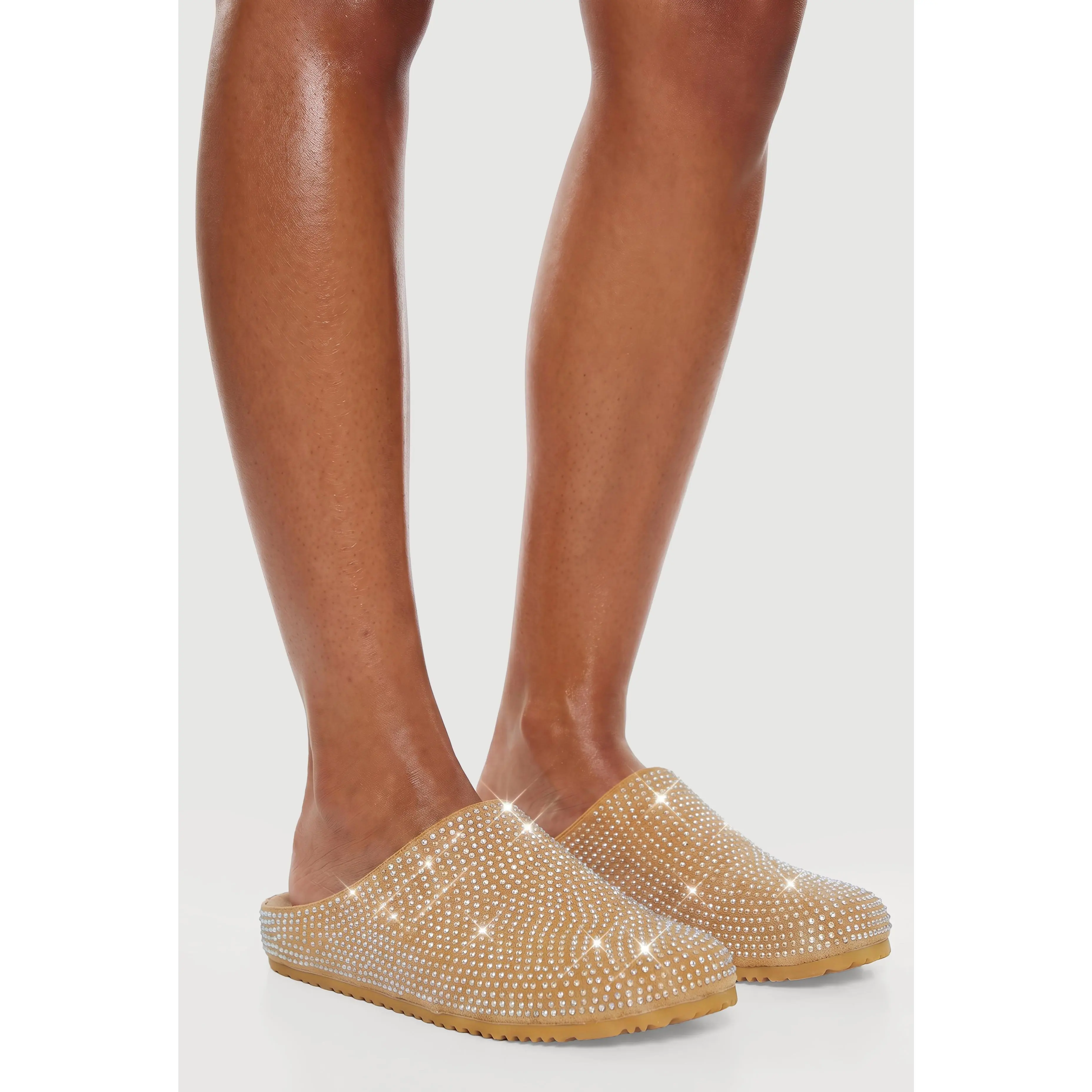 Rhinestone Studded Low Platform Clogs