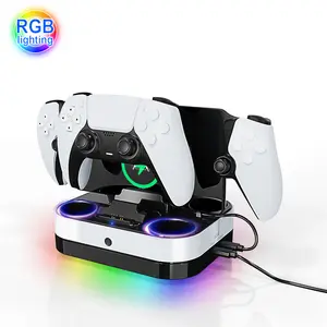 PS5 Portal streaming handheld with LED indicator charging dock, compatible with dual controller charging stand, three-in-one charging for controllers and handheld, bottom RGB ambient light fast charging dock, Console accessories