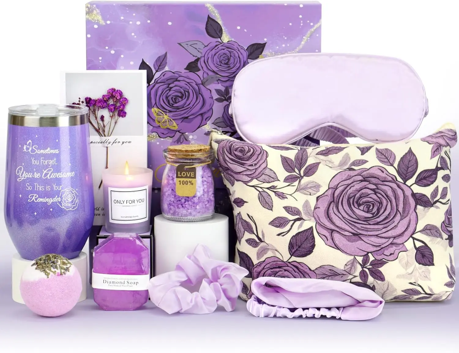 Birthday and Get Well Gifts for Women - Relaxing Spa Care Package,10pcs Gifts for Women, Mom, Wife, Girlfriend, Sister, Her - Happy Birthday, Christmas, Valentine's Day, Mothers Day Gifts - Lavender Spa Gift Basket Set