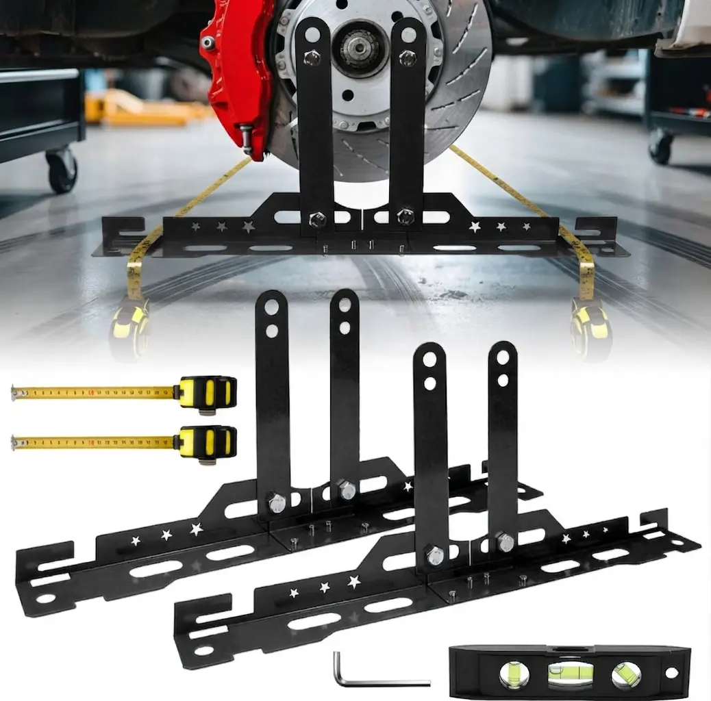 Wheel Toe Alignment Tool Kit, Heavy Duty Alignment Plates with Bubble Level & Measuring Tapes, Easy DIY Tire Alignment Tool for Cars, SUVs and Trucks