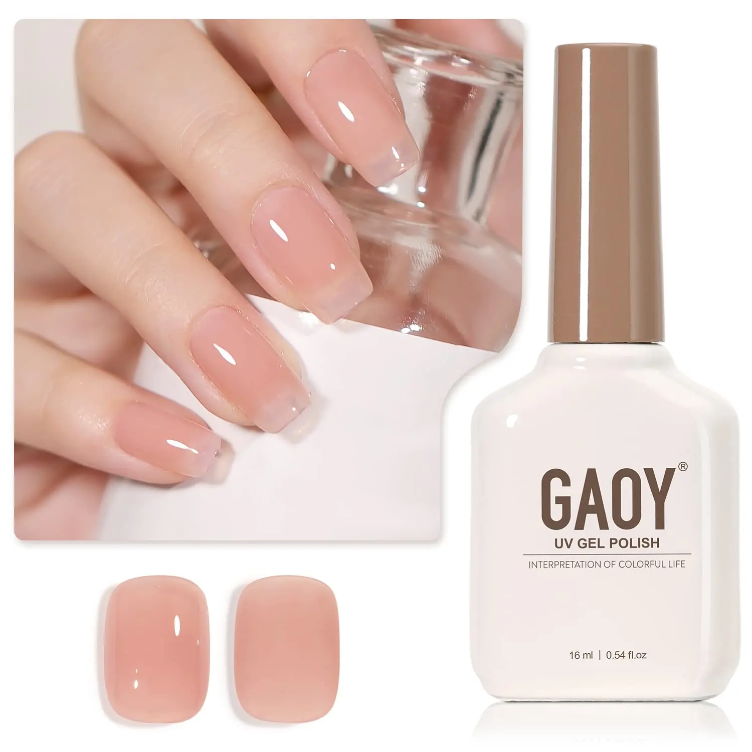 GAOY Curing Sheer Nude Jelly Gel Polish 16ml Transparent Natural Nail Color