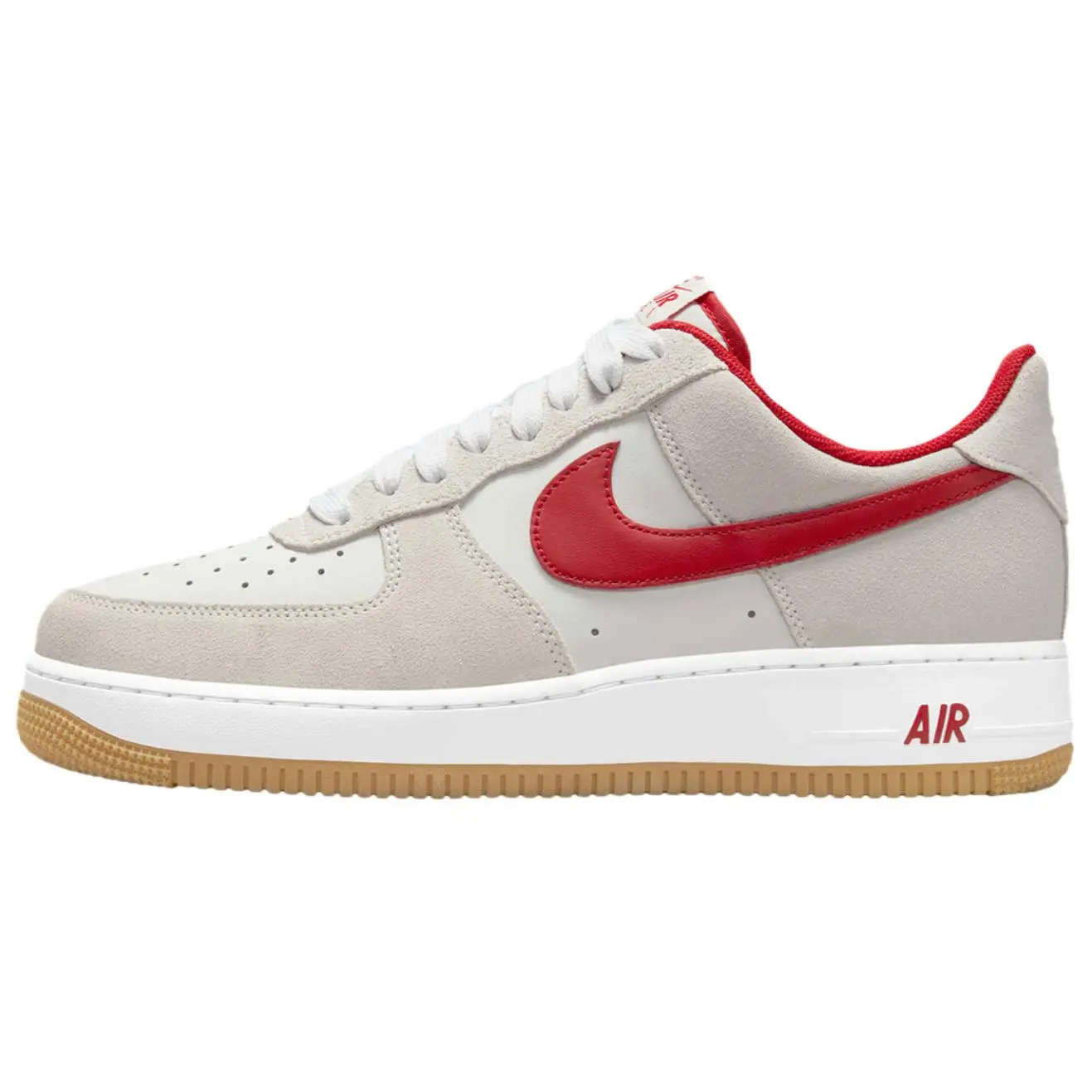 Nike Air Force 1 '07 LV8 Photon Dust Varsity Red Male Low-Top Classic Solid Street Sneakers, Premium Leather Upper, Durable Rubber Sole, Casual Trainer, Breathable Mesh, US M 10, Sneaker
