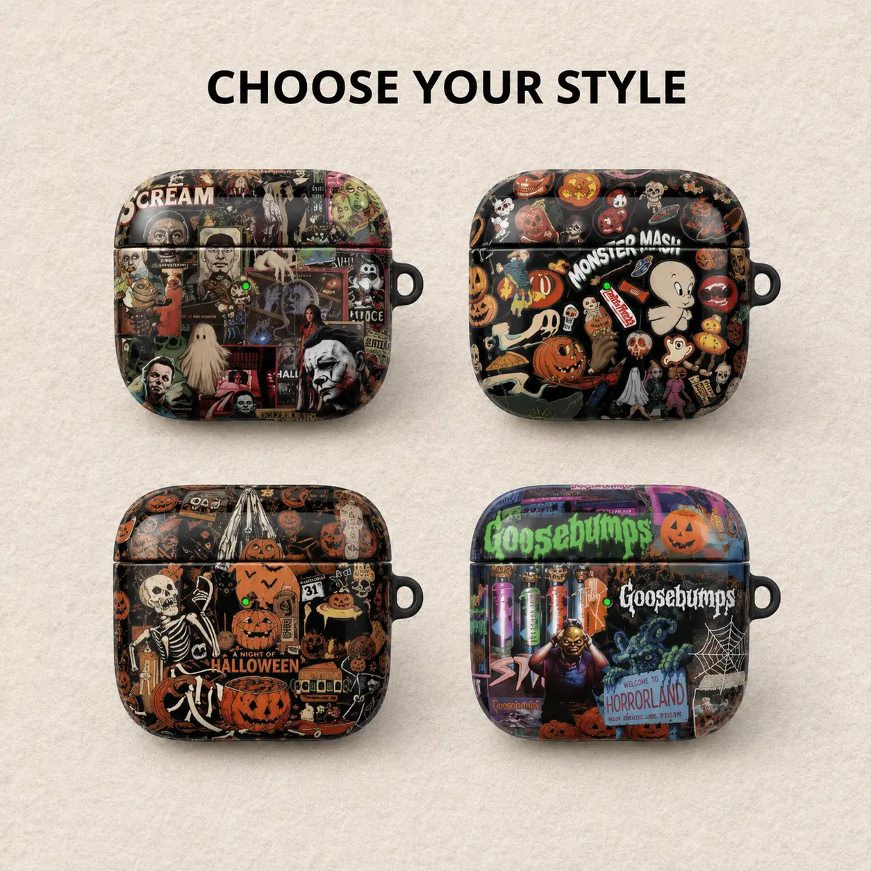 Retro Halloween AirPods Case, Dark Spooky Protective Cover For AirPods Gen 1 2 3 4 Pro 1 2