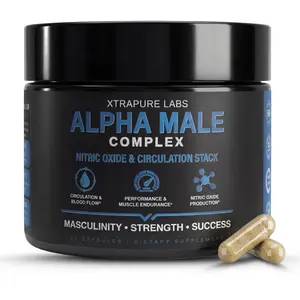 Alpha Male Complex – Nitric Oxide & Circulation High-Potency Performance & Blood Flow Support for Men | Clinically-Standardized Extracts | 60 Capsules