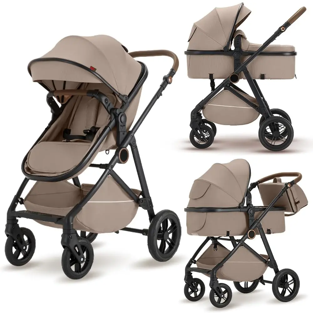 Aobtkel 4-Wheeled & Bassinet Stroller for Toddlers, All-In-1 Convertible Baby Stroller with Reversible Seat, 5-Point Harness, Storage Basket, Lightweight Folding Design, Breathable Seat Cushion (No LatchBase), 4-Wheeled And Bassinet Strollers