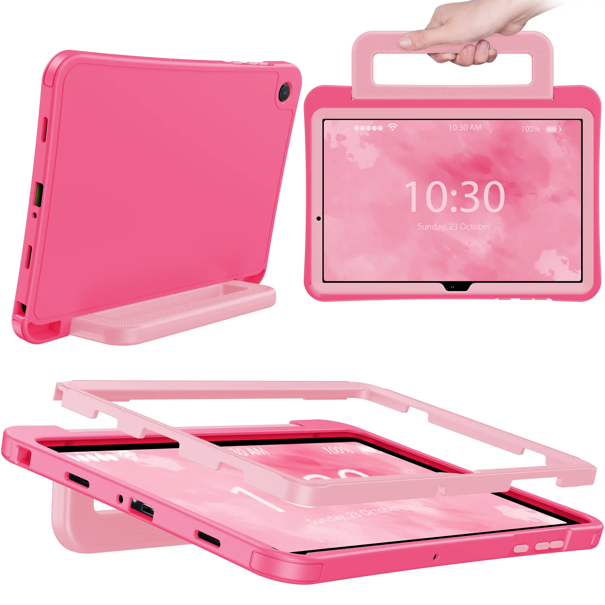 INFILAND Kids Case for Samsung Galaxy Tab A11+ / A11 Plus 5G 11 Inch 2025 (SM-X230), Shockproof Silicone Cover with Handle & Stand, Durable Protective Tablet Shell  (Magenta-Pink)