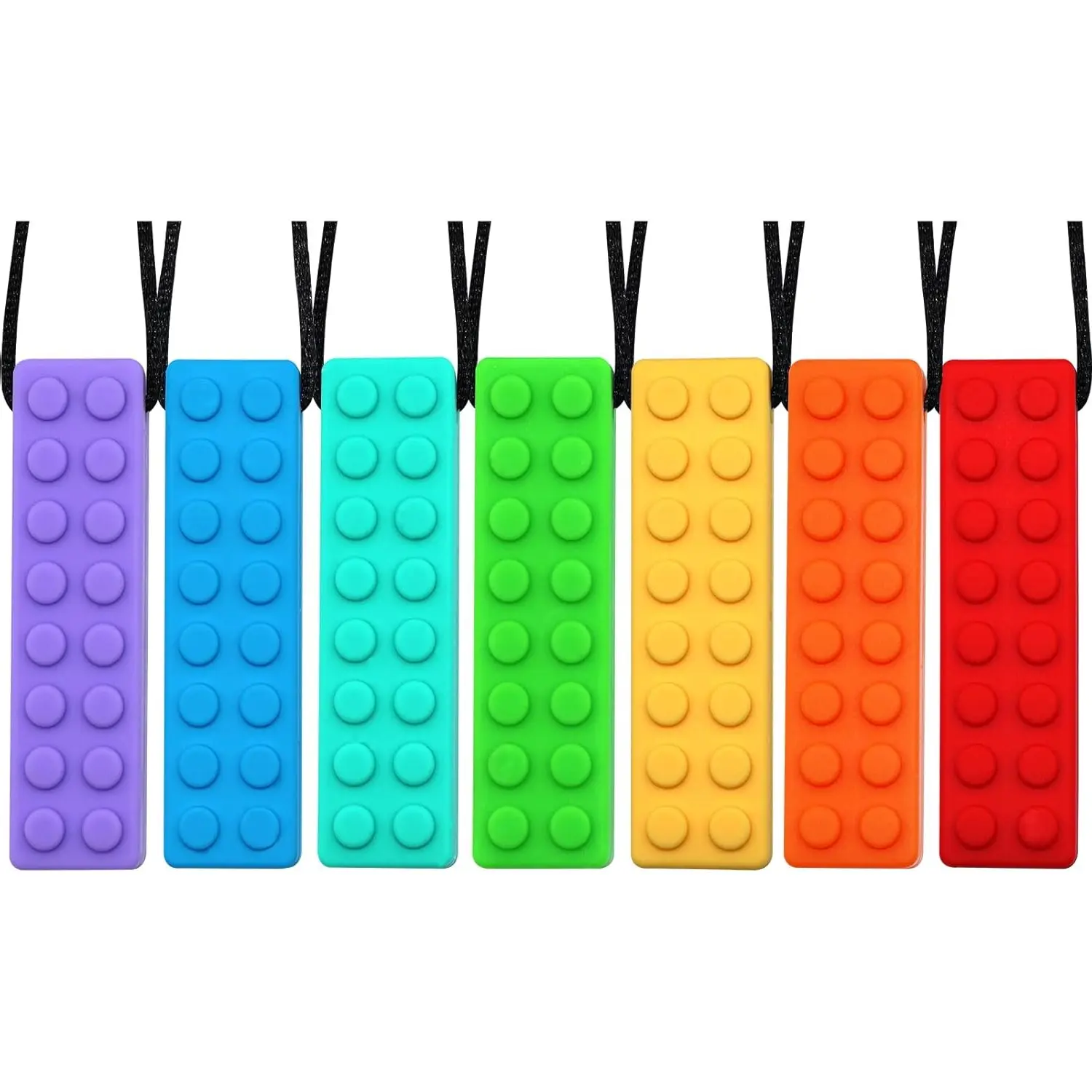 BY-FAN15 7 Pack Chew Necklaces for Sensory Kids and Adults, Chewy Necklace Bundle for Boys Girls and Adults with Autism, ADHD, SPD, Silicone Chewable Sensory Oral Motor Teether Necklace for Biting, Teething Anxiety Needs