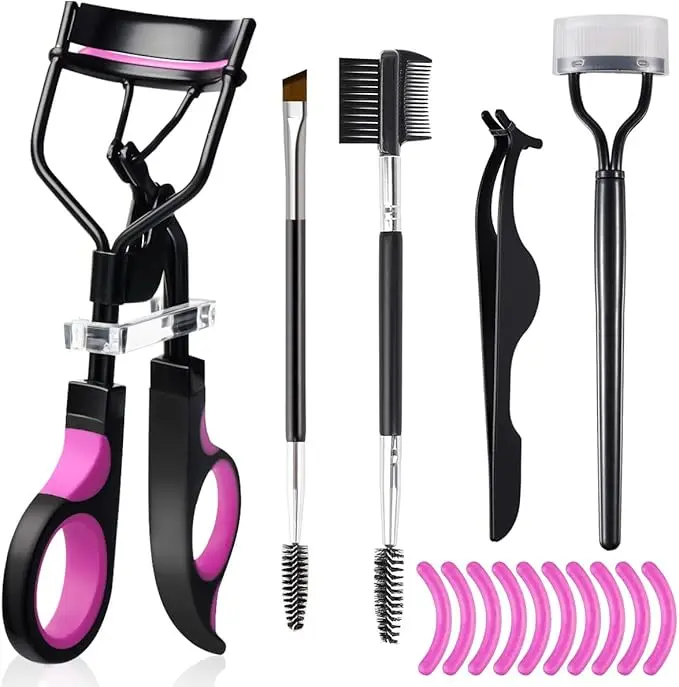 2026 Master Lash & Brow Styling at Home with This Complete 5-Piece Kit – Includes Curler, Tweezers, Brushes, Combs, and 10 Refill Pads for Flawless Results