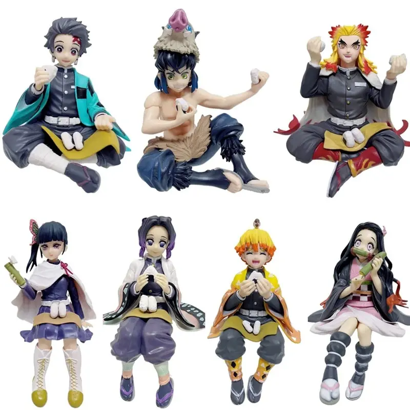 10-15cm anime Demon Slayer action figure PVC model doll collection toy car figure Kamado Tanjiro Nezuko sitting ornaments