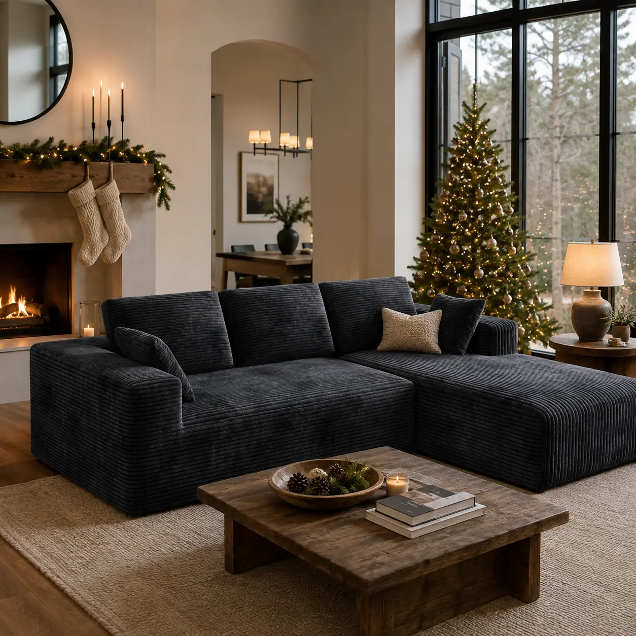 Oversized Chaise Lounge Sofa Cloud Sectional Couch with L-Shape Chaise Upholstered Corduroy Velvet for Living Room & Bedroom Modular Convertible Loveseat SofaBed L Shaped Couch Cozy Sofa Lazy Cloud Sofa Fluffy Sofa Set