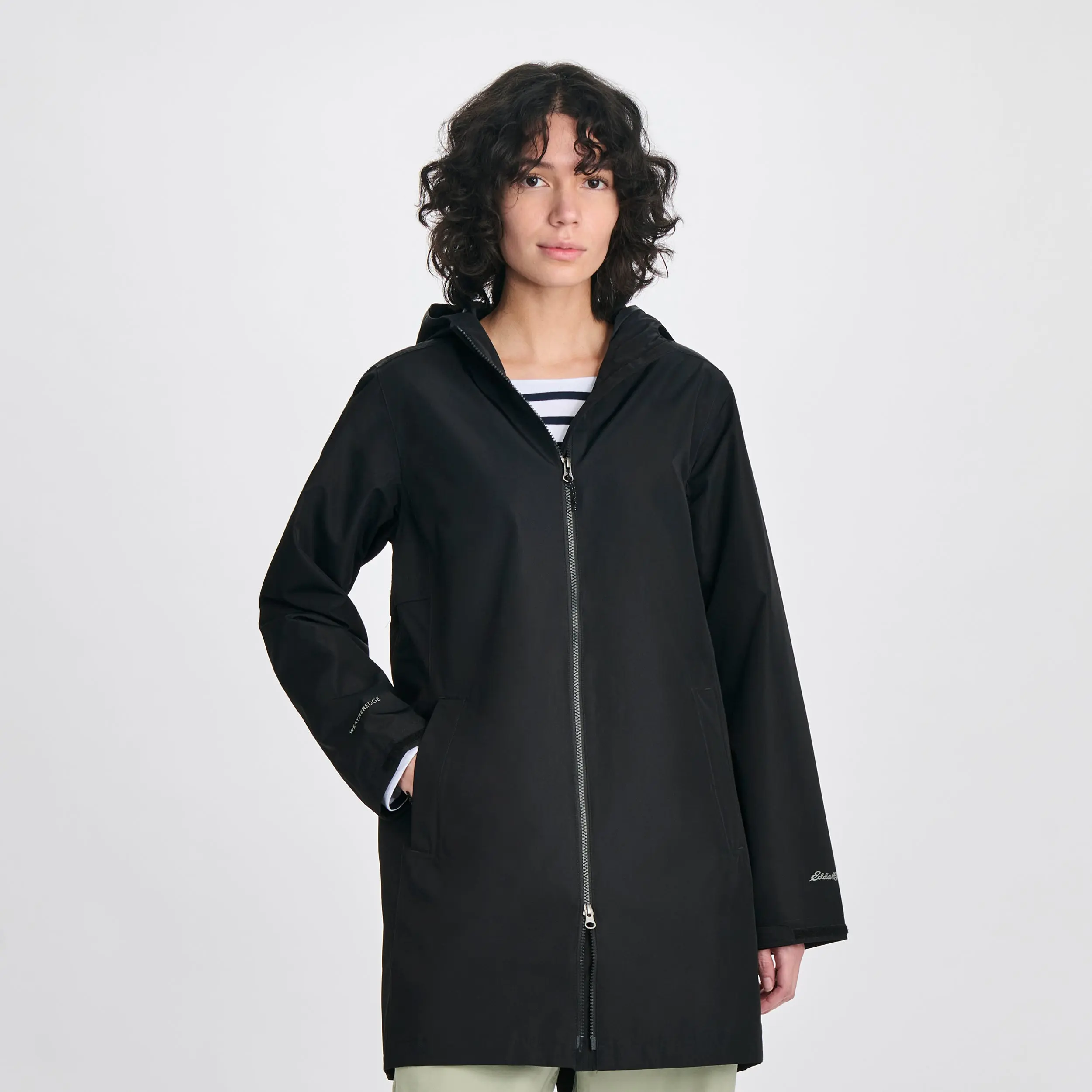 Eddie Bauer Women’s Rainy Pass Water-Repellent Trench Coat Hooded Pocket Detail Everyday