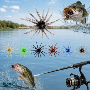 Sea Urchin Shaped Bass Fishing Baits, Simulated Soft PVC Lures, Flexible Silicone Bait for Multi-Species Fish Angling