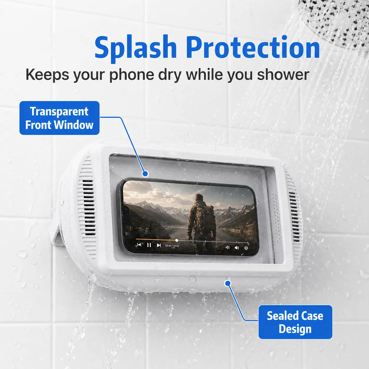 Bathroom Mobile Phone Stand Accessory - Waterproof, 360° Smooth Rotation, Anti-Fog Protective Home Bathroom Supplies Accessory, Accessories
