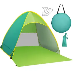 Pop Up Beach Tent Beach Shade Tent for 1-4 Persons Sun Shelter UPF 50+ Enclose Zipper Door Portable Easy Up Beach Tent Visit the Glymnis Store
