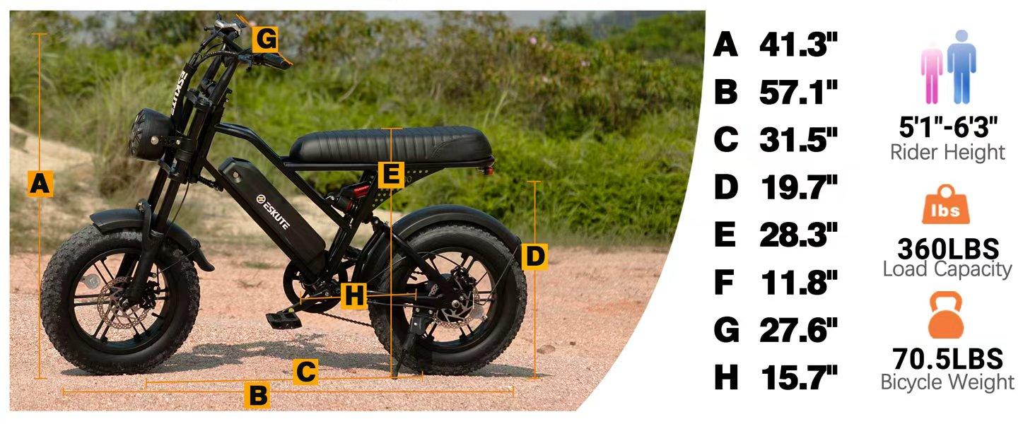 ESKUTE V100 Electric Bike 1500W Peak Power All Terrain Dual Suspension E Bike 28 MPH Top Speed 48V 13Ah Battery 60 Miles Range 16x4.0 Fat Tires LED Headlights ESKUTE V100 Electric Bike 1500W Peak Power All Terrain Dual Suspension E Bike 28 MPH Top Speed 48V 13Ah Battery 60 Miles Range 16x4.0 Fat Tires LED Headlights