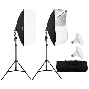 VEVOR Softbox Lighting Kit, 24x 24, Professional Softbox with 30W 5500K LED Bulbs, Close to Natural Daylight, Adjustable Tripod Stand, Studio Lights for Photography, Vedio Recording, Live Streaming