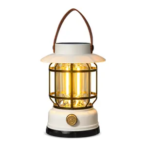 Vintage Solar LED Camping Lantern – Rechargeable Retro Ambience Light