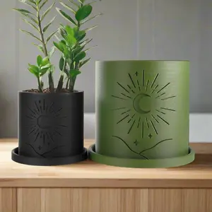 Moon Planter, Plant Pot with Excellent Drainage and Drip Tray, Multiple Sizes and Colors
