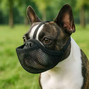 Lightweight Breathable Mesh Dog Muzzle, Suitable For Short-Nosed Dogs Like French Bulldog & Boxer, Prevent Biting & Eating