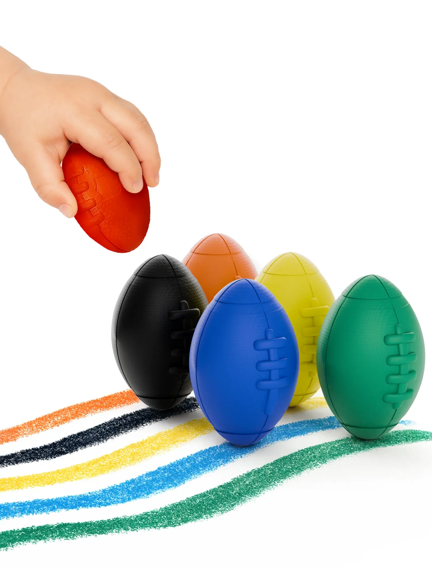 Jumbo Crayons, Football Big Crayons for Toddlers and Babies, Unbreakable, Non-Toxic, Easy Grip for Small Hands, No Mess Coloring, Baby Learning Gifts