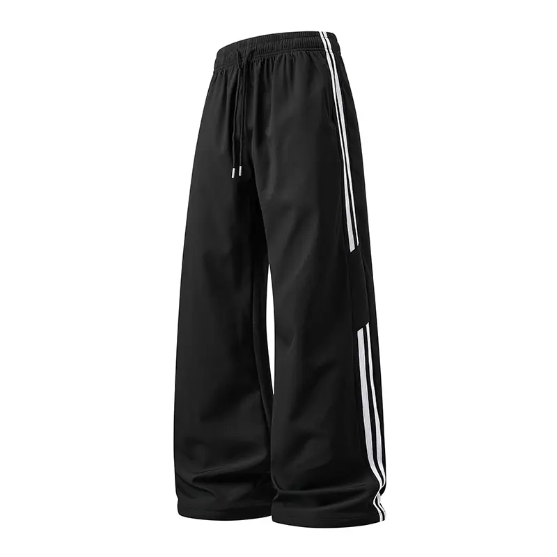 Freeship Men's Solid Color Loose-Fitting Wide-Leg Jogger Pants - Street-Style Appeal, Pockets, Drawstring, Gym Workout, All Seasons, Machine Washable Casual Bottoms