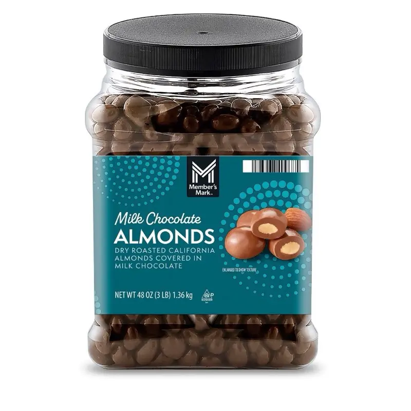 Member's Mark Milk Chocolate Almonds - Dry Roasted California Almonds Covered in Milk Chocolate - 48 oz - Dairy Rich & Calcium Boosting