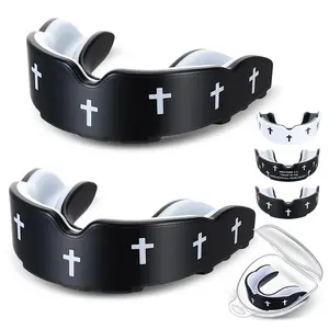 Mouth Guard - Faith Cross Mouthguard with Case, Religious Adult Mouth Guards Braces for Football Boxing Basketball Lacrosse Hockey and All Contact Sports