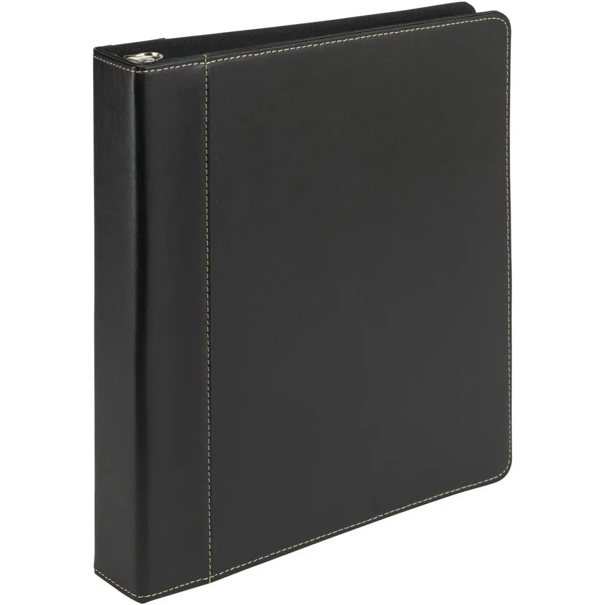 Samsill SAM15710 1 in. Contrast Stitch Leather Ring Binder - Black, Letter Size, 2 Interior Pockets, Concealed Rivet Rings, Holds Up to 200 Sheets, for Corporate Executives & Investment Advisers, Organizes Important Documents
