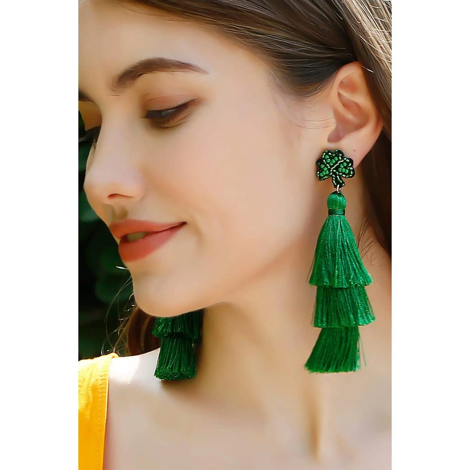 Shamrock Earrings with Tassel