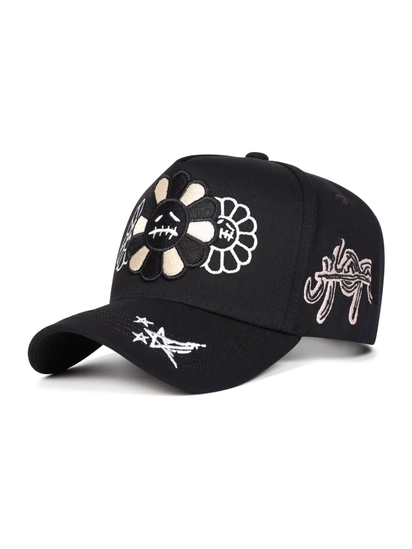 Unisex Sunflower Expression Five-Sided Baseball Cap Adjustable Outdoor UV Protection Casual Hat for Spring & Fall Travel Beach Vacation Sunflower Pattern