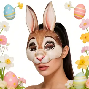 Cartoon & 3D Realistic Half Face Bunny Rabbit Mask, Cute Horror Black Animal Ear Mask, Easter Mardi Gras Halloween Cosplay Costume Accessory, Masquerade Party Decoration Prop for Adults & Kids, Carnival Birthday Game Funny Retirement Ceramic Coffee Mug