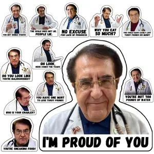 12-Pack Dr. Nowzaradan Fridge Magnets, 3x3 Inch Strong Magnets, Motivational Diet Helper, Cute Magnetic Accessories, Refrigerator Magnet